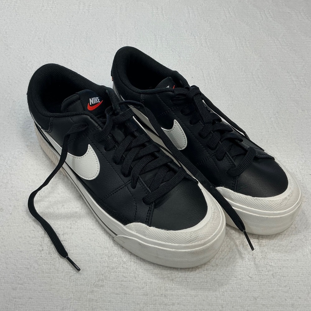 Nike Court Legacy‎ Lift Black White Leather Platform Sneakers DM7590-001 Mens 9